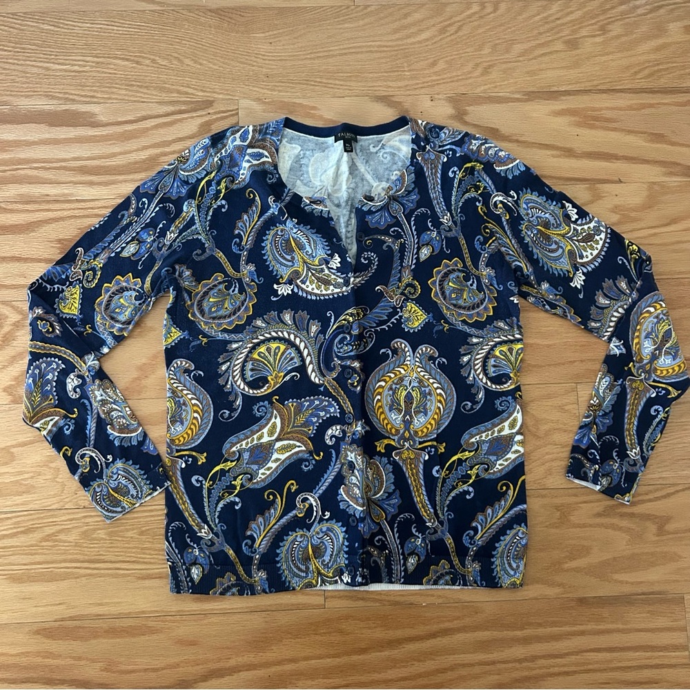 Talbots Blue and White Paisley Top